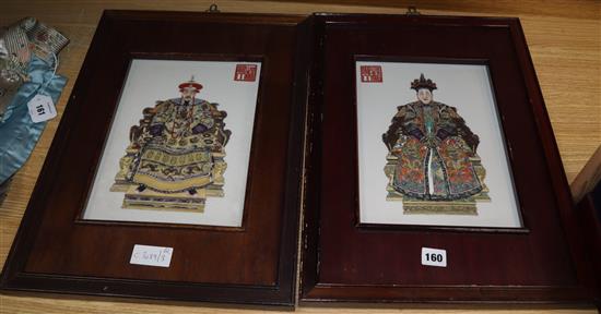 A pair of Chinese porcelain panels of Emperors 30 x 22cm excl. frames